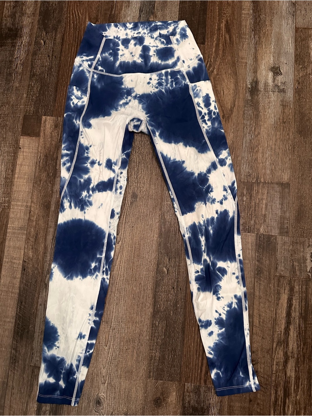 Tie-Dye Navy & White High-Rise Women's Leggings- Med.